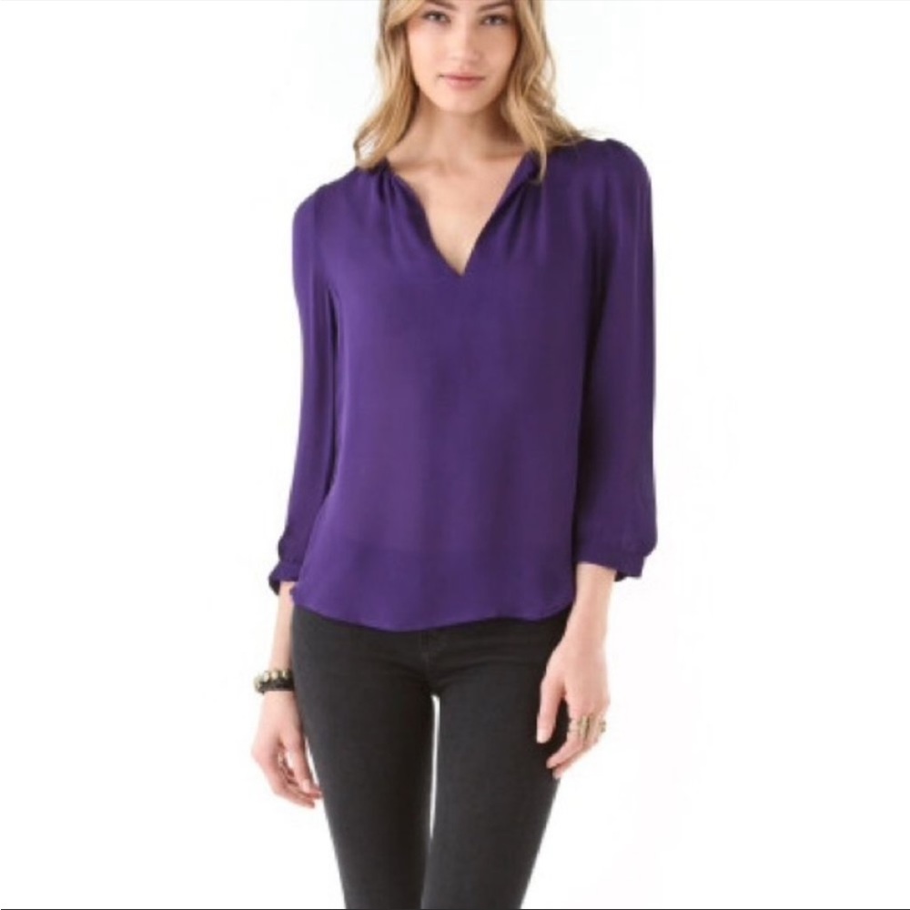 Joie | “Pearline” SILK Popover Blouse, Amethyst